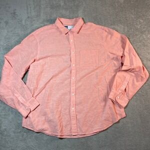 Old Navy Shirt Men's XXL Peach Linen Blend Button Up Everyday Shirt‎ Crisp Coral